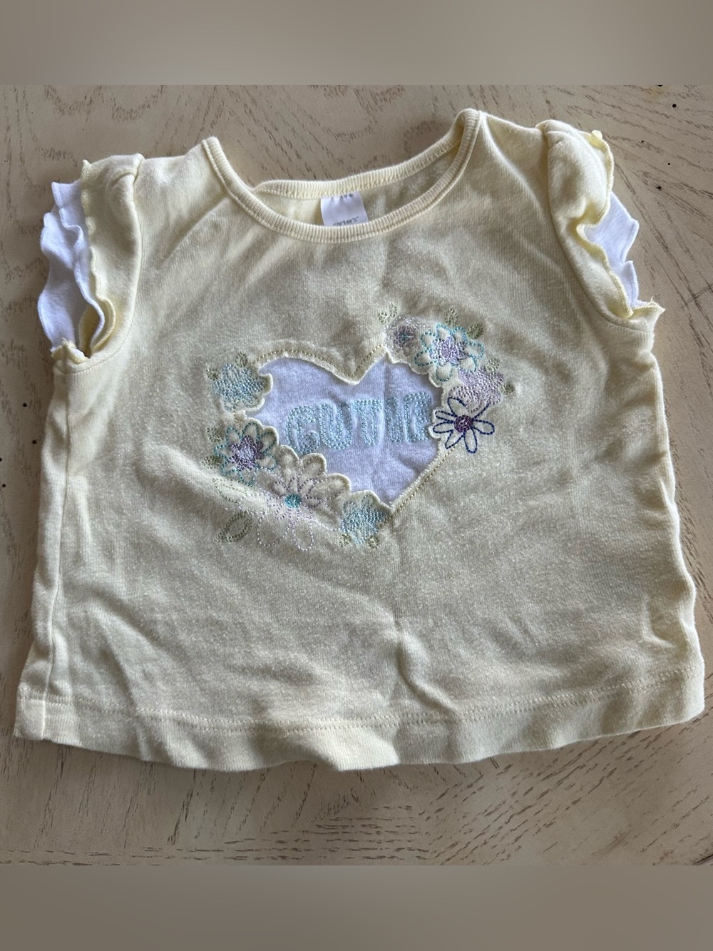 Vintage Carters Pale Yellow Tshirt Top Short Sleeve 3 Months